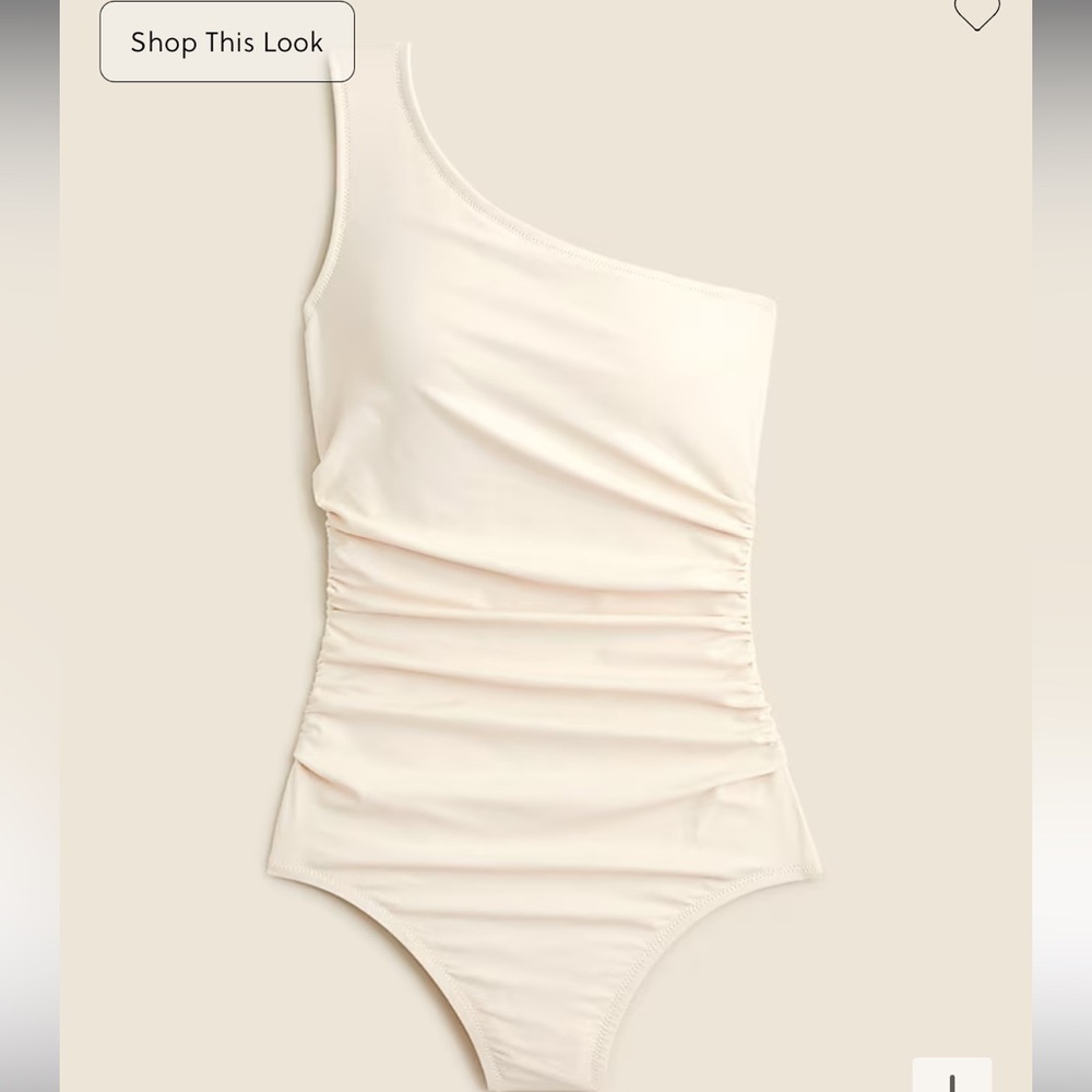 NWT and liner- Sleek ruched one-shoulder one-piece swimsuit, Natural Color